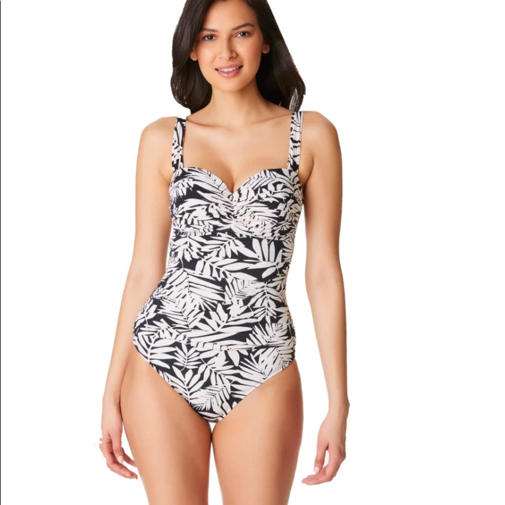 Bleu|Rod Beattie One Piece Shirred Bandeau swimsuit RBUO22978